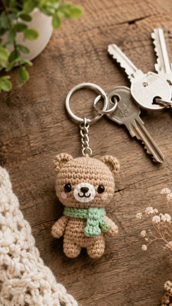 tiny crochet amigurumi animal keychain