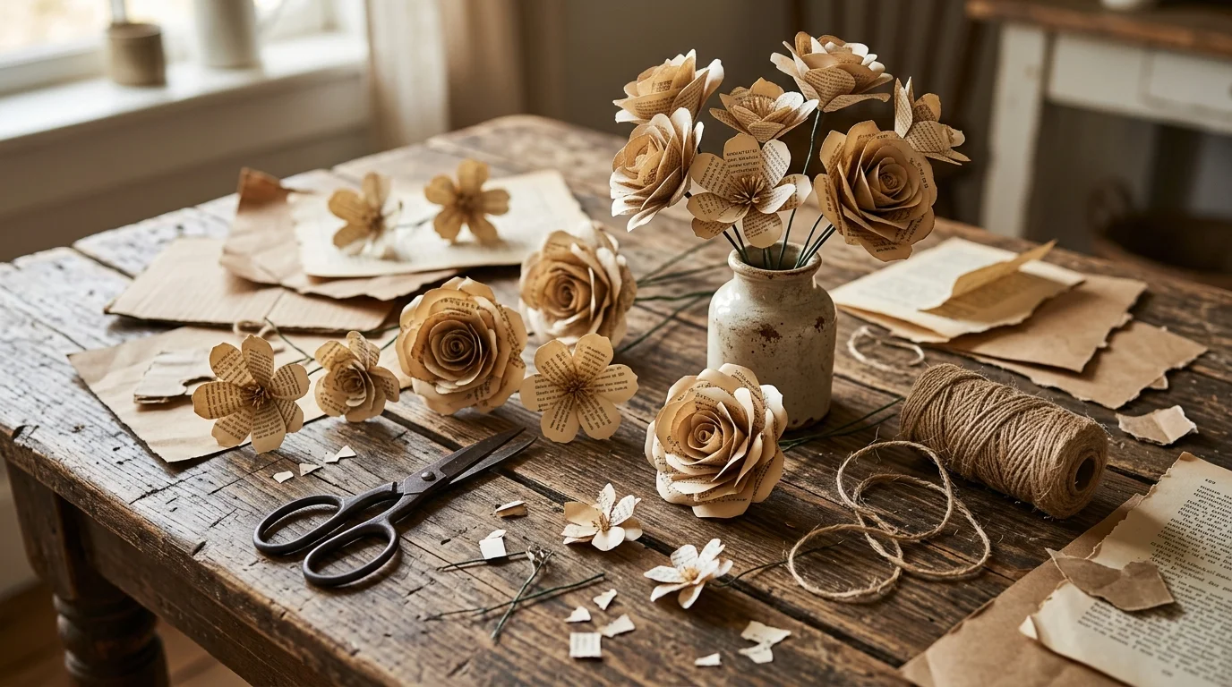 How to Make Book Page Flowers for Beautiful Vintage-Inspired Decor